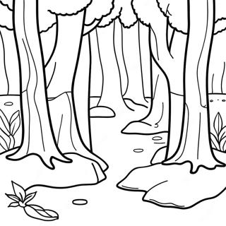 Forest Scene Coloring Page | Forest coloring page