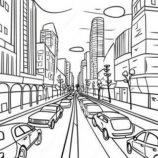 Busy City Road Coloring Page | Road coloring page