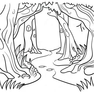 Magical Enchanted Forest Coloring Page | Forest coloring page