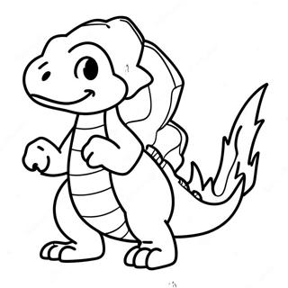 Charmeleon Breathing Fire Coloring Page | Charmeleon coloring page