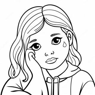 Sad Girl with Tears Coloring Page | Sad Girl coloring page