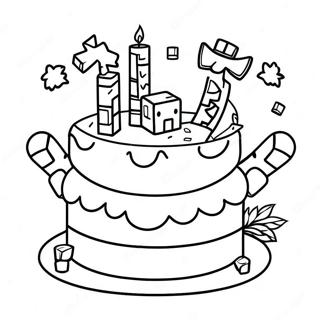 Minecraft Birthday Cake Coloring Page | Minecraft Birthday coloring page