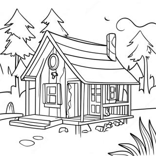 Cozy Cabin Coloring Page | Cozy coloring page