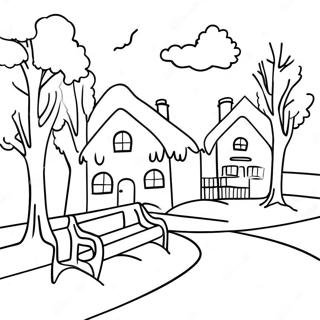 Cozy Winter Scene Coloring Page | Cozy coloring page