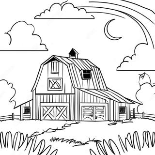 Realistic Barn Scene Coloring Page | Realistic Barn coloring page