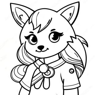 Adventurous Fox Anime Girl Coloring Page | Fox Anime Girl coloring page
