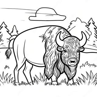 Majestic Bison in Yellowstone Coloring Page | Yellowstone coloring page