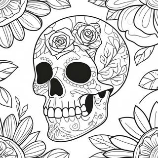 Rose Skull Coloring Page | Rose Skull coloring page
