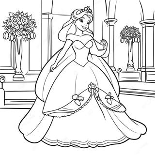 Elegant Disney Princess Wedding Coloring Page | Disney Wedding coloring page