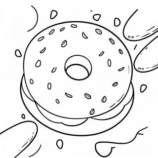 Delicious Bagel with Cream Cheese Coloring Page | Bagel coloring page