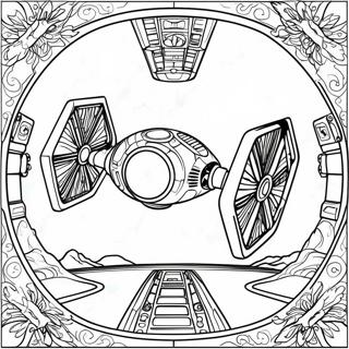 Detailed Tie Fighter Space Battle Coloring Page | Tie Fighter coloring page