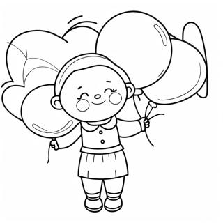 Aunt with Colorful Balloons Coloring Page | Aunt coloring page