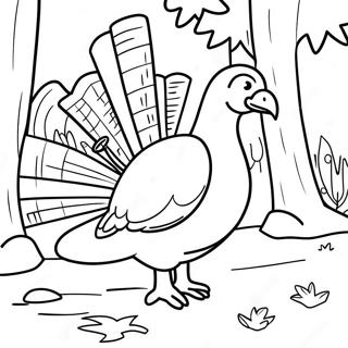 Turkey Hunting Scene Coloring Page | Turkey Hunting coloring page