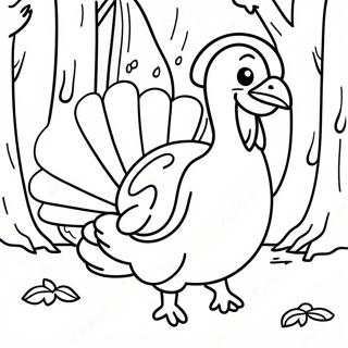 Realistic Turkey in Forest Coloring Page | Turkey Hunting coloring page