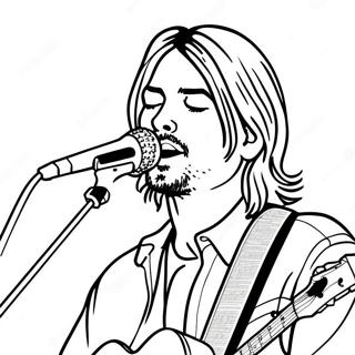 Kurt Cobain Singing Coloring Page | Nirvana coloring page