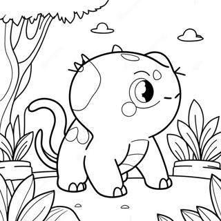 Cute Bulbasaur in a Garden Coloring Page | Bulbasaur coloring page