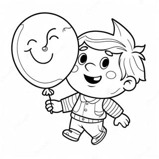 Happy Son with a Balloon Coloring Page | Son coloring page