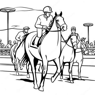 Derby Horse Racing Scene Coloring Page | Derby coloring page