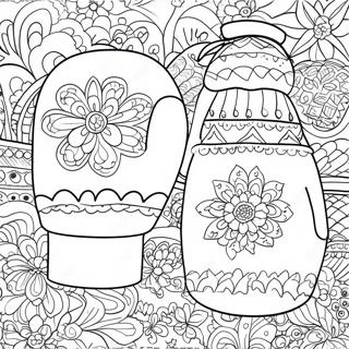 Colorful Mitten Patterns Coloring Page | The Mitten coloring page