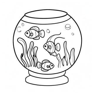 Fish Bowl with Colorful Fish Coloring Page | Fish Bowl coloring page