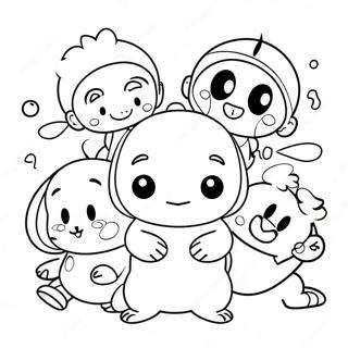 Badanamu Characters Playing Together Coloring Page | Badanamu coloring page