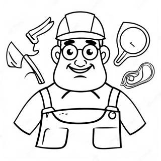 Handyman Hal with Tools Coloring Page | Handyman Hal coloring page