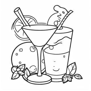 Colorful Cocktails Coloring Page | Alcohol coloring page
