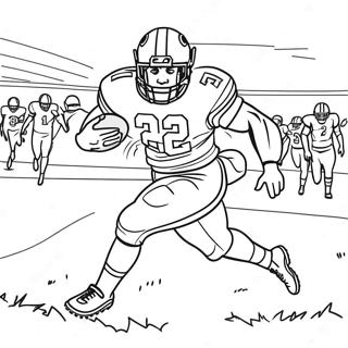 Nick Chubb Running with Football Coloring Page | Nick Chubb coloring page