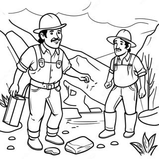 Gold Rush Mining Scene Coloring Page | Gold Rush coloring page