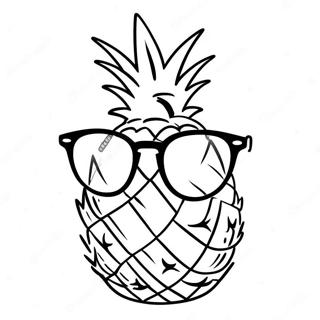 Cute Pineapple with Sunglasses Coloring Page | Pineapple coloring page