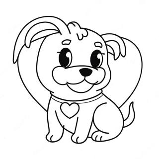 Dog Valentine Coloring Page | Dog Valentine coloring page