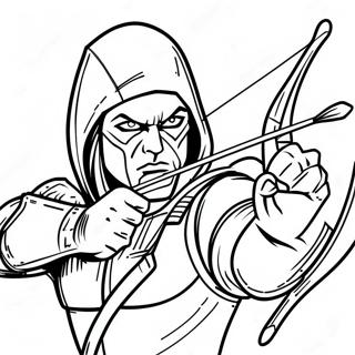 Green Arrow Shooting Bow Coloring Page | Green Arrow coloring page