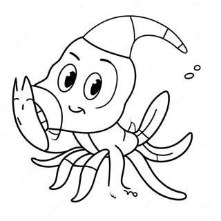 Cute Cartoon Shrimp Coloring Page | Shrimp coloring page