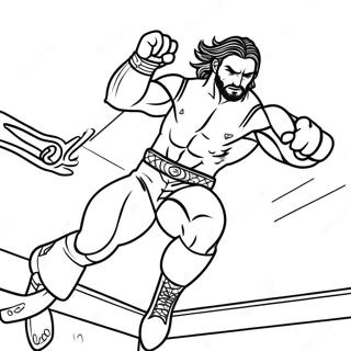 Seth Rollins High-Flying Action Coloring Page | Seth Rollins WWE coloring page