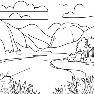 Colorful Missouri River Scene Coloring Page | Missouri coloring page