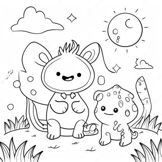 Whimsical Creatures in Strange World Coloring Page | Strange World coloring page