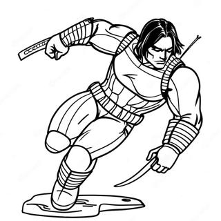 Winter Soldier Action Pose Coloring Page | Winter Soldier coloring page