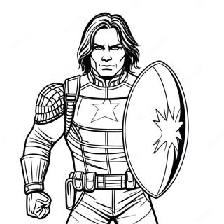 Winter Soldier with Shield Coloring Page | Winter Soldier coloring page