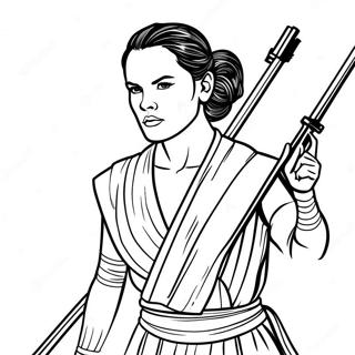 Rey in Action Coloring Page | Rey coloring page