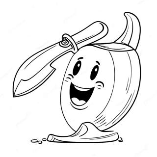 Cartoon Knife with Smiley Face Coloring Page | Knife coloring page