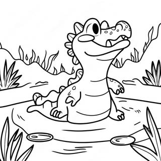 Angry Crocodile in the Swamp Coloring Page | Scary Crocodile coloring page