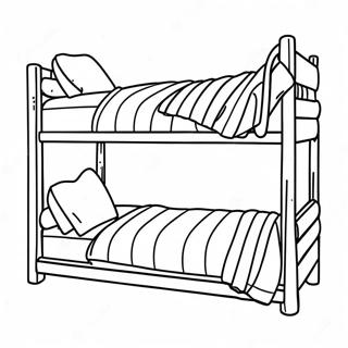 Cozy Bunk Bed with Blankets Coloring Page | Bunk Bed coloring page