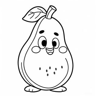 Cute Cartoon Pear Coloring Page | Pear coloring page
