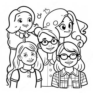 Spaßige Babysitter-Club Charaktere Ausmalbild | Babysitter-Club Ausmalbild