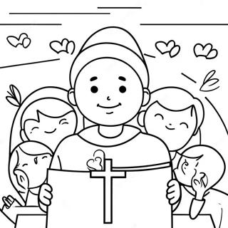 Joyful Catholic Students Coloring Page | Catholic Schools Week coloring page