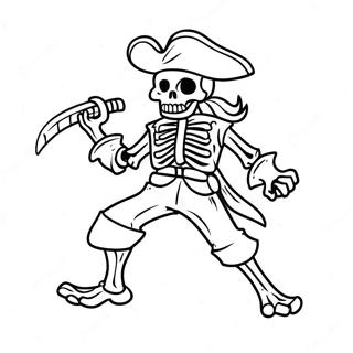 Fearsome Pirate Skeleton with Sword Coloring Page | Pirate Skeleton coloring page