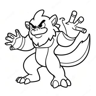 Fiery Infernape Battle Coloring Page | Infernape coloring page