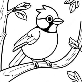 Colorful Blue Jay in a Tree Coloring Page | Blue Jay coloring page