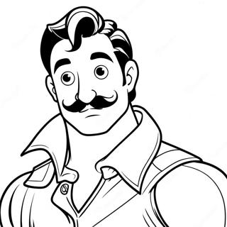 Gaston with His Iconic Mustache Coloring Page | Gaston coloring page