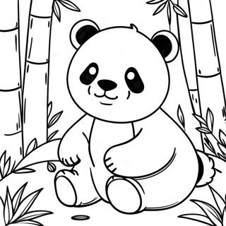 Cute Panda Among Bamboo Coloring Page | Bamboo coloring page